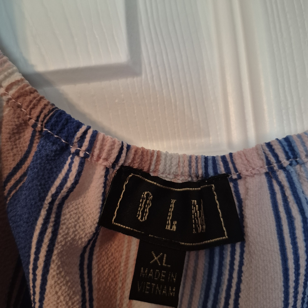 Women's Striped Blouse - Pink and Blue